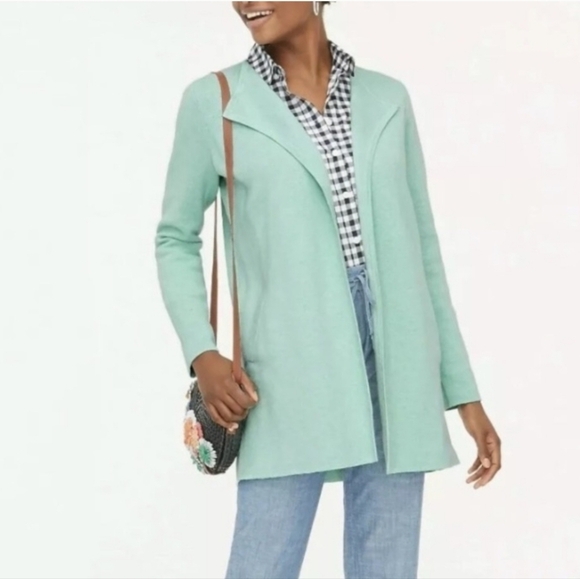 J. Crew Vanessa Sweater Jacket Blazer Cardigan Style AN051 Women XL Blue Cotton - Picture 1 of 11